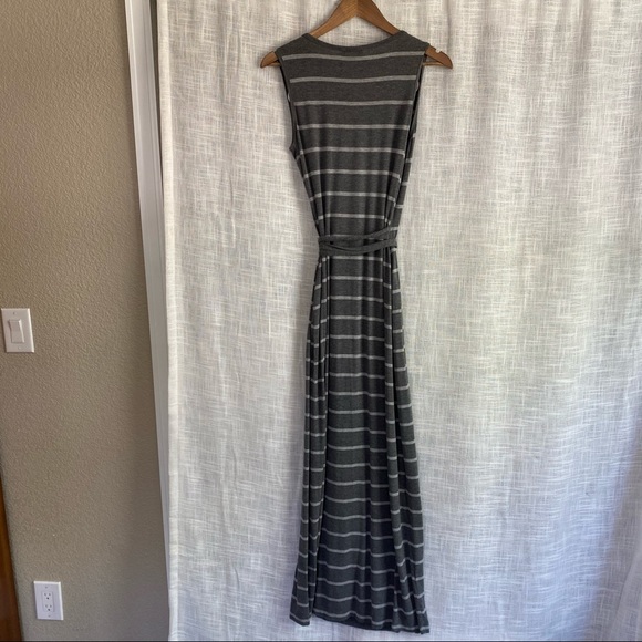 Calvin Klein Sleeveless Striped Wrap Maxi Dress - Picture 5 of 8